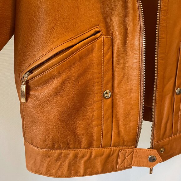Marciano Guess 100% Lamb Lambskin Leather Jacket Los Angeles Moto Caramel Saddle - Picture 3 of 14